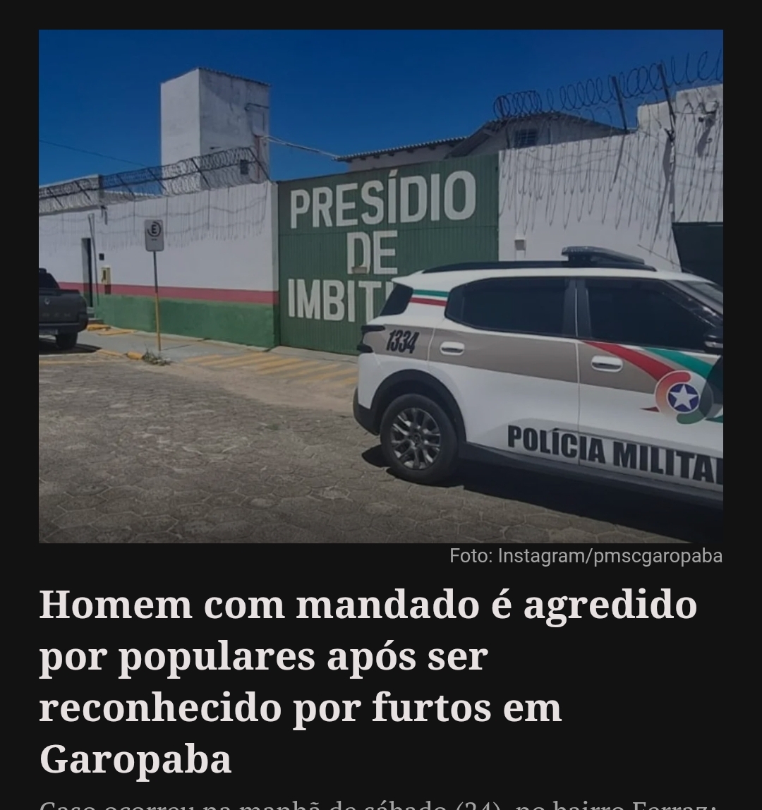 Um homem de 48 anos foi agredido por populares no bairro Ferraz, em #Garopaba, após ser reconhecido como autor de furtos