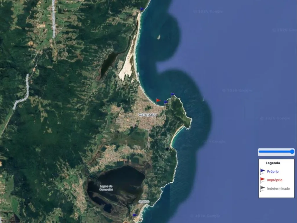 Praia do Siriú volta a ficar própria para banho em Garopaba; ponto segue impróprio na Praia Central