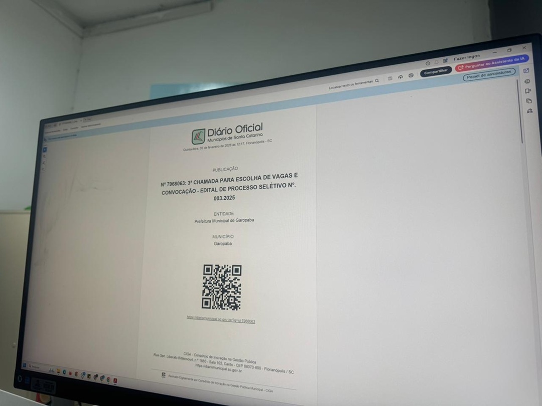 Prefeitura de Garopaba realiza 3ª chamada para escolha de vagas do Processo Seletivo da Educação