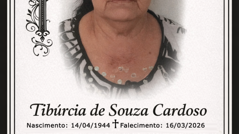 Comunicado de falecimento de Tibúrcia de Souza Cardoso, em Garopaba